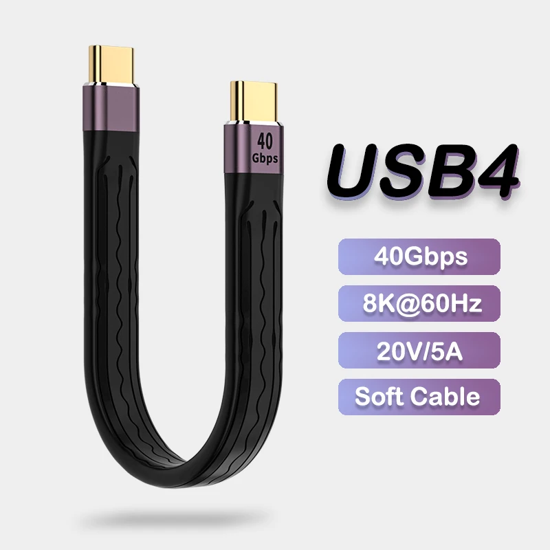 

USB 4.0 Gen3 40Gbps Thunderbolt 3 Data Sync SSD Cable PD 240W 5A Fast Charging USB C to Type C 8K@60Hz USB-C for MacBook Pro