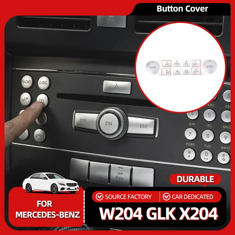 

Interior Stickers Car Air Conditioning CD Panel Button ABS Silver Decorative Sticker for Mercedes-Benz C-Class W204 GLK X204 20
