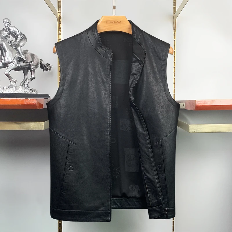 

Мужской кожаный жилет Paul с воротником-стойкой, повседневный, приталенный, с подплечниками, в деловом стиле