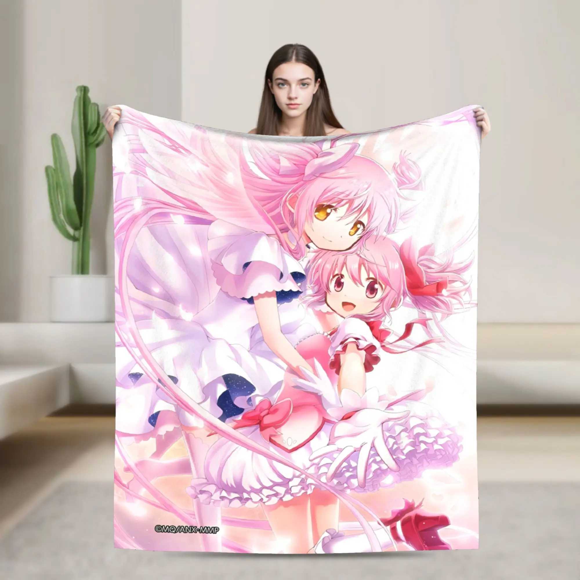 Anime Puella Magi Madoka Magica Blanket  Plush Awesome Breathable Throw Blanket for Bed Sofa Summer,