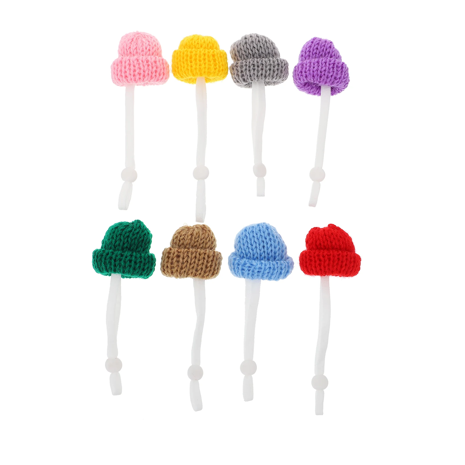 

8 Pcs Pet Hat Mini Knitted Hats for Bearded Dragon Lizard Snake Adjustable Elastic Chin Decorative Accessories Lightweight Yarn