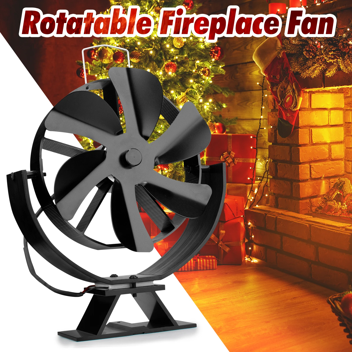 

6 Blades Heat Powered Stove Fan Eco Quiet Black Log Wood Burner Fireplace Eco-Fan Winter Home Warm Efficient Heat Distribution