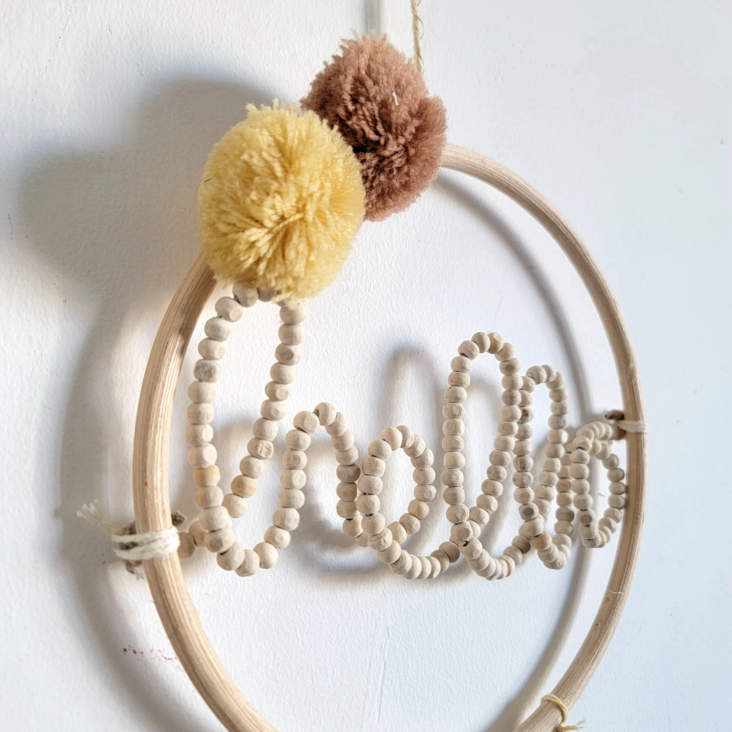 DREAMCATCHER-HOME DECORATION-with  pompom-with wooden beads 