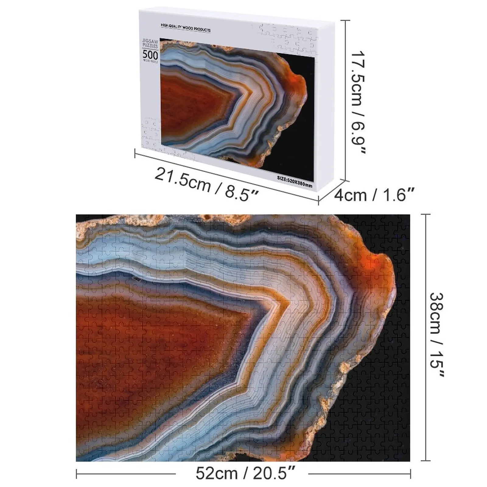 Layered agate geode 3163 Jigsaw Puzzle Wood Photo Personalized Wooden Animal Adult Wooden Puzzle