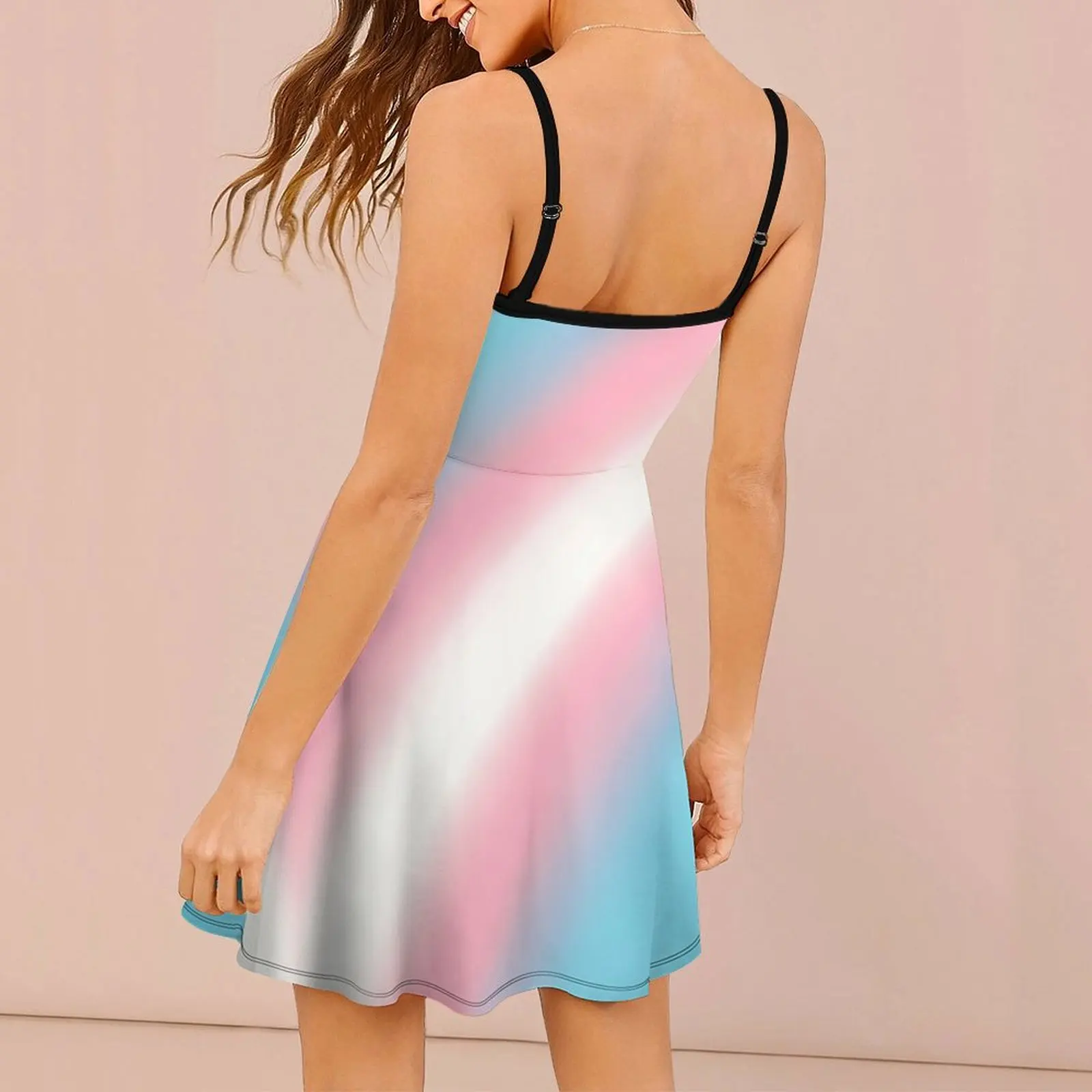 Subtle Trans Gradient Pride Flag (1) Women's Sling Dress Unique Exotic Woman's Clothing Humor Graphic  Parties Suspender Dress