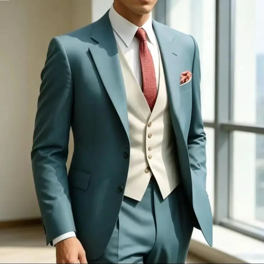 

Luxury Men's Suits Single Breasted Notched Lapel Slim Fit Jacket Pants Vest Fashional Male Clothing Wedding Blazer 3 Piece Terno