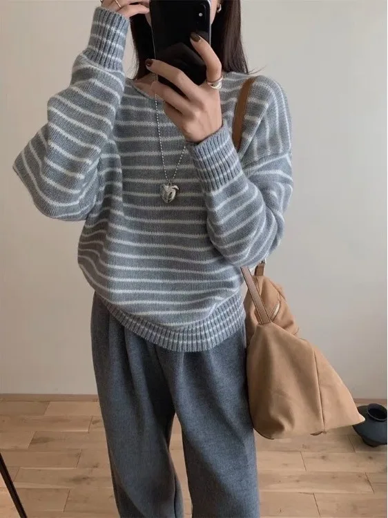 Maglione lavorato a maglia dimagrante Trendy a righe Casual Sle Dongda Gate Nuovo arrivo per la stagione autunnale Versione coreana Personali