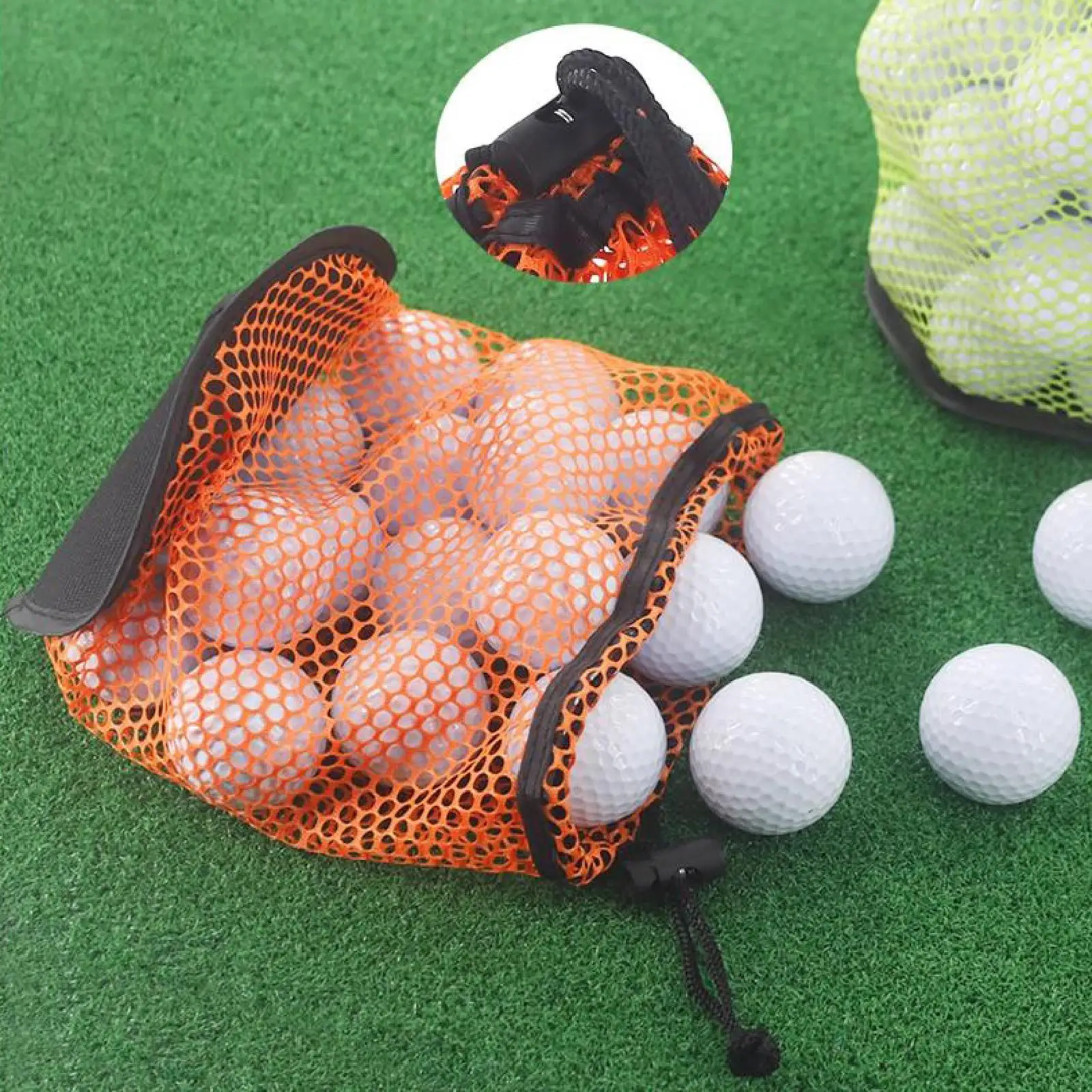 

3x Golf Balls Storage Bag Organizer Collecting Accessory Polyester Drawstring Mesh Bags for Washing Toys Gym Practice Outdoor