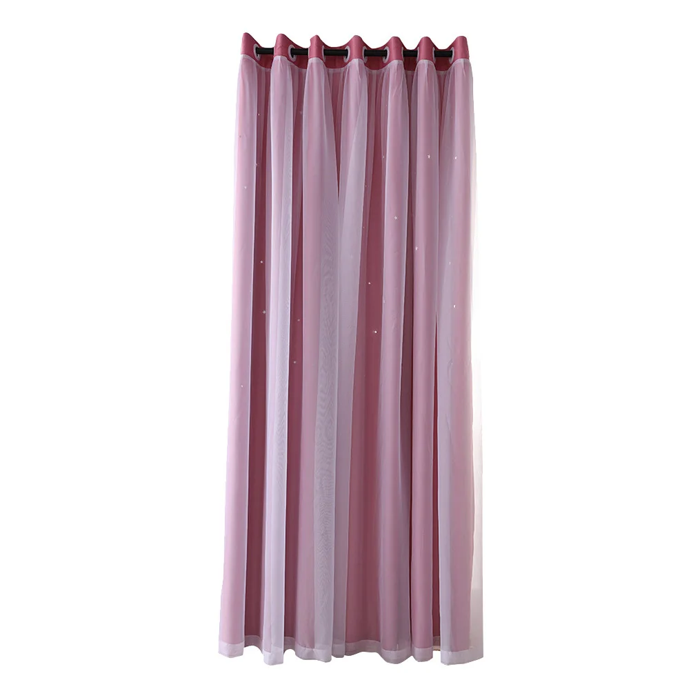 

1pc Double-Layer Blackout Curtains 200X100Cm Pink Hollow Out Window Curtain For Living Room Bedroom Home Decorative Curtain