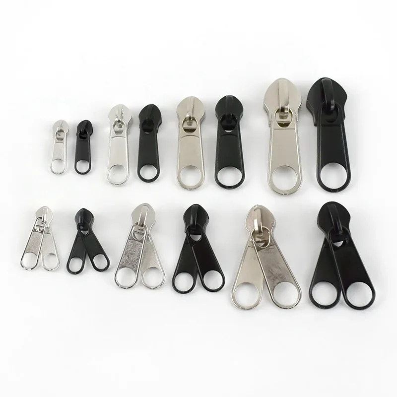 20Pcs 3# 5# 8# 10# Zipper Sliders for Nylon Zips Luggage Bag Double Zippers Puller Head Handbag Lock Zip Repair Kits Accessories