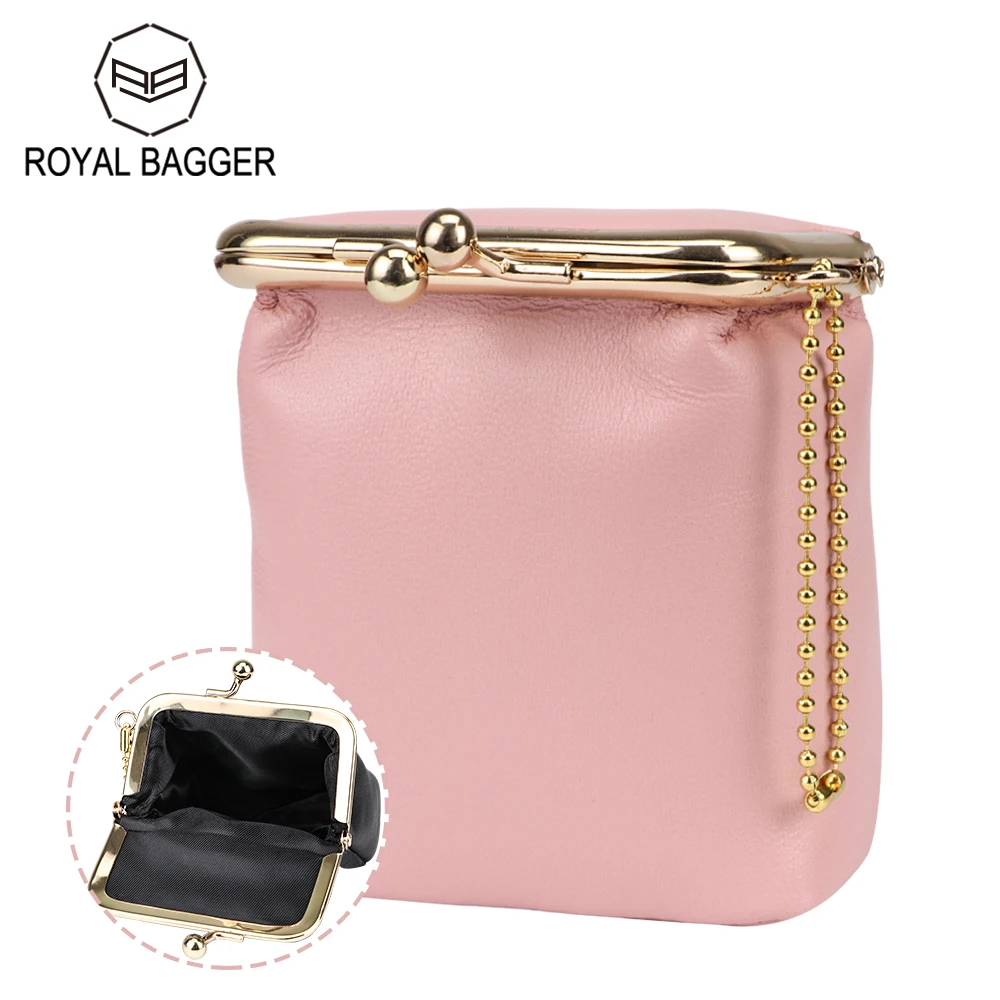 Royal Bagger Mini Portable Lipstick Holder for Women Genuine Cow Leather Key Storage Pouch Cosmetic Makeup Bag & Coin Purse 1486