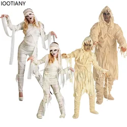 Kids Adult Ancient Egyptian Mummy Cosplay Costumes Funny Death Parent-child Dress Up Halloween Carnival Party Zombie Fancy Dress