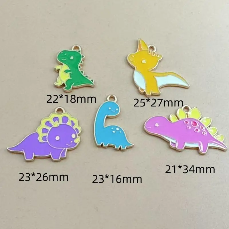 10 Stück Niedliche Cartoon-Dinosaurier-Emaille-Anhänger, Glatte Legierungsanhänger für DIY-Schlüsselanhänger, Schmuckherstellung und Handarbeiten – Detail 2