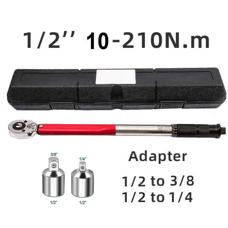 10-210N.m Momentsleutel 1/2 "Precieze Omkeerbare Ratel Draaimomenten Sleutel Professionele Fiets Motor Auto Automotive Tool