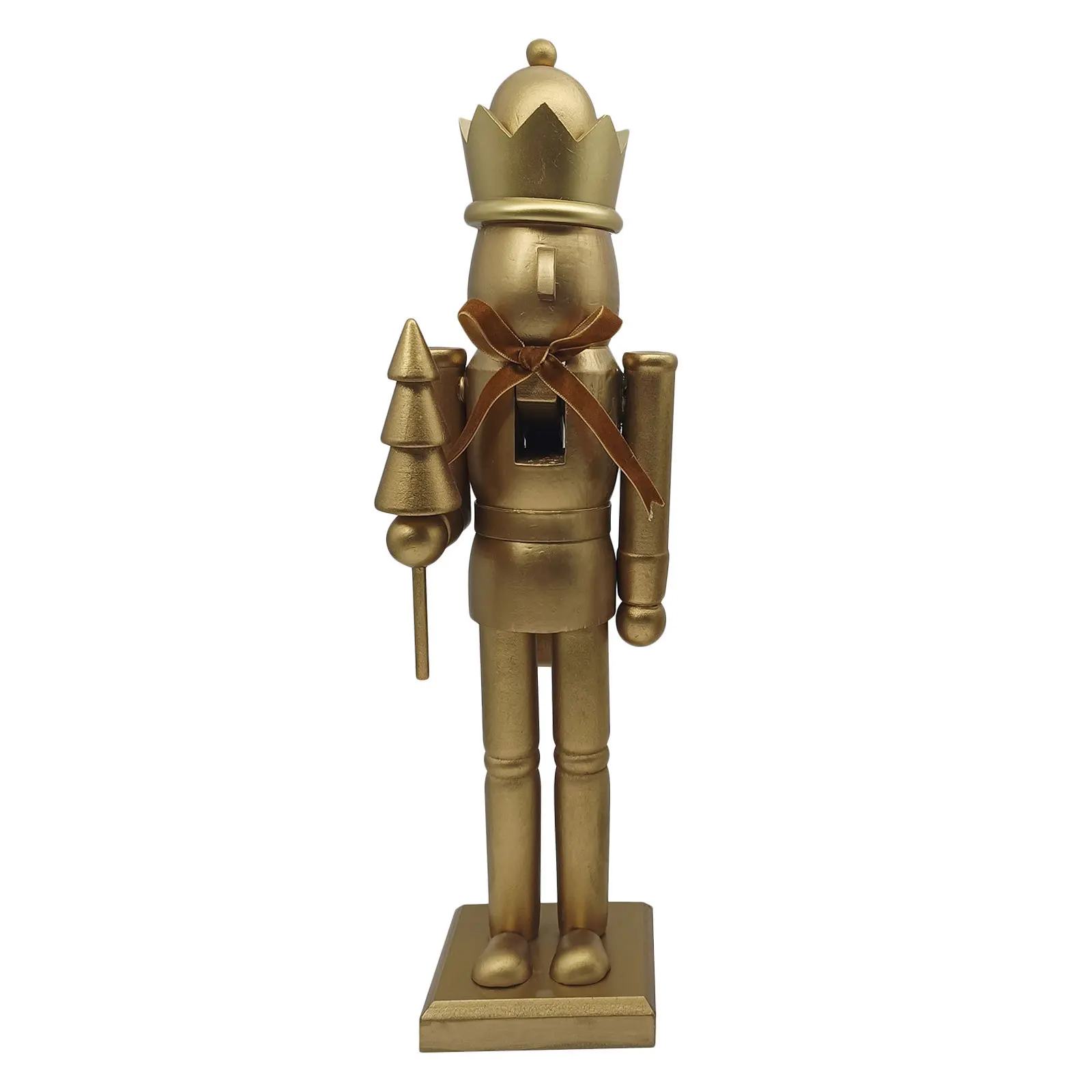 

Christmas Nutcracker Soldier 38cm Wooden Golden Bow Holiday Mantel Decoration Decorative Ornament Nutcracker Ornaments