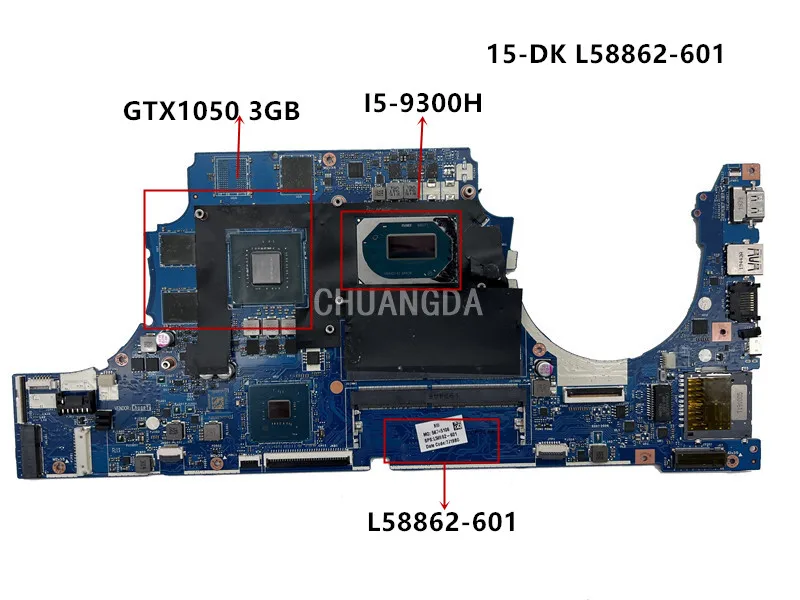 USED Laptop Motherboard FPC52 LA-H461P L58862-601 For HP 15-DK 15-Dk0051 Mainboard With CPU I5-9300H Gtx1050 GPU Fully Tested