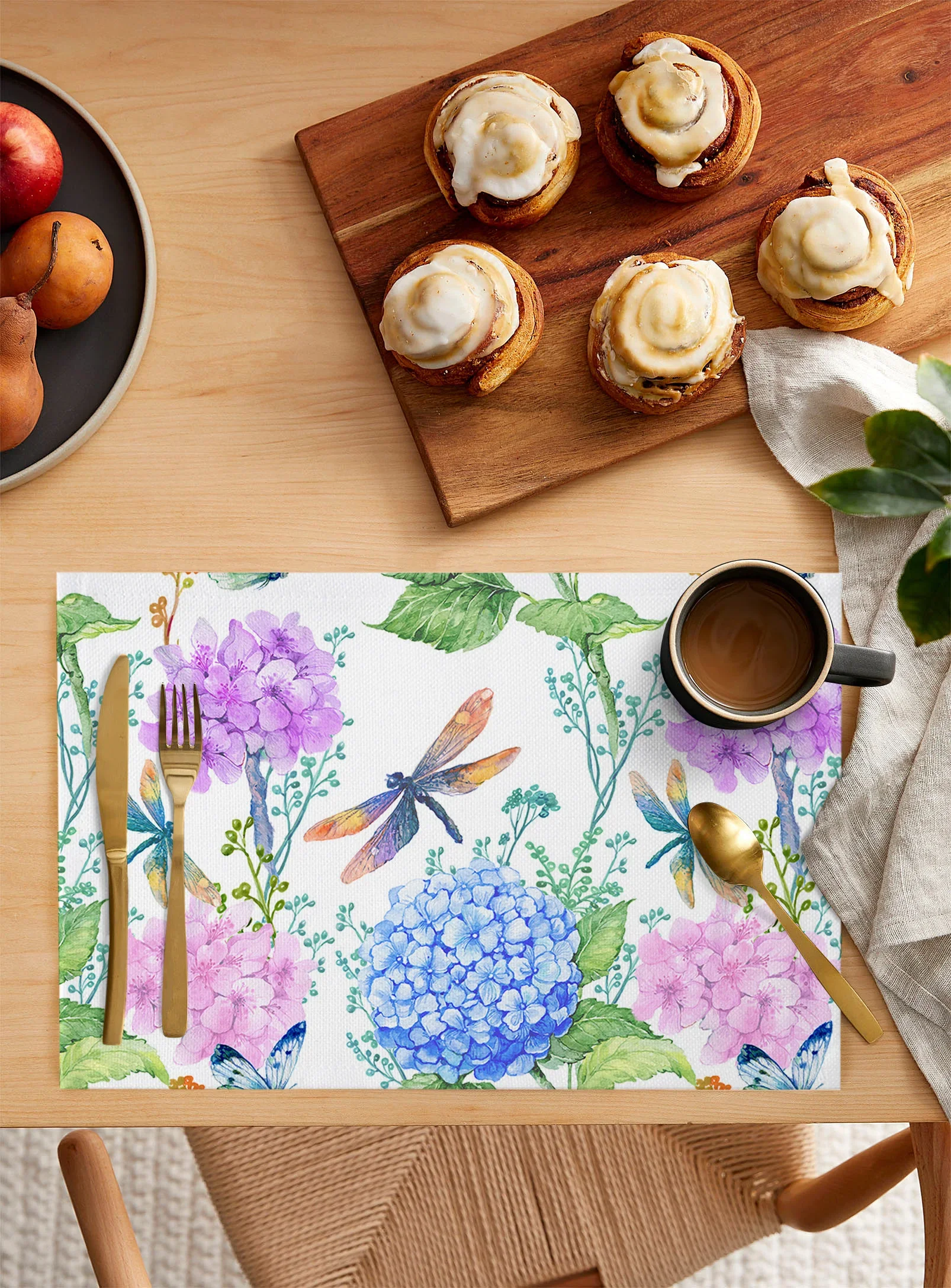 Flower Hydrangea Wild Flower Watercolor Dining Placemat Tableware Mats Kitchen Dish Mat Pad 4pcs Table Mat Home Decoration