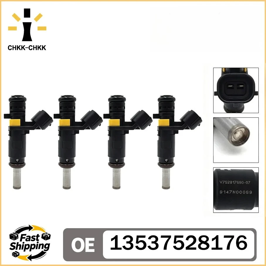 CHKK-CHKK 4pcs 7528176 V752817680-07 Fuel Injector for MINI PEUGEOT PARTNER COOPER COUNTRYMAN 11~16 COOPER PACEMAN 13537528176