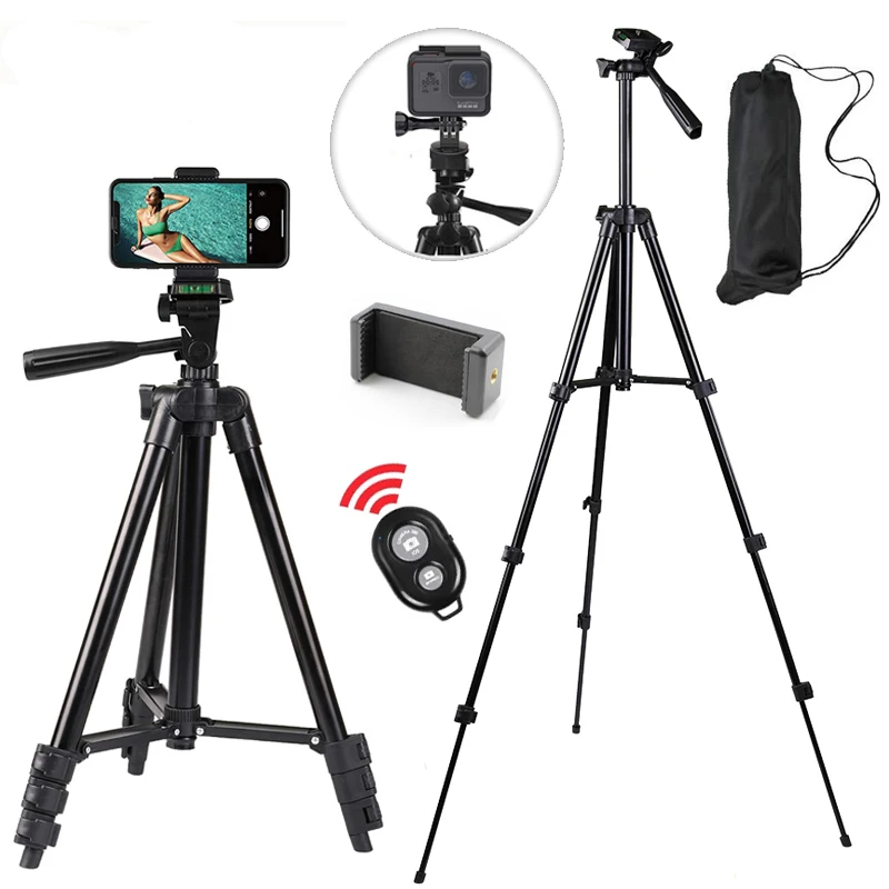 Phone Tripod 102cm Professional Video Recording DSLR Camera Photography Stand for Xiaomi HUAWEI iPhone Gopro with Selfie Remote