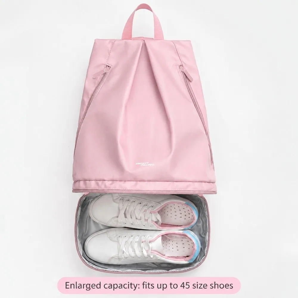 Portable Waterproof Backpack Zip Closure Shoe Compartment Swimming Bag Multi-pockets Shower Ready Fitness Storage Bag