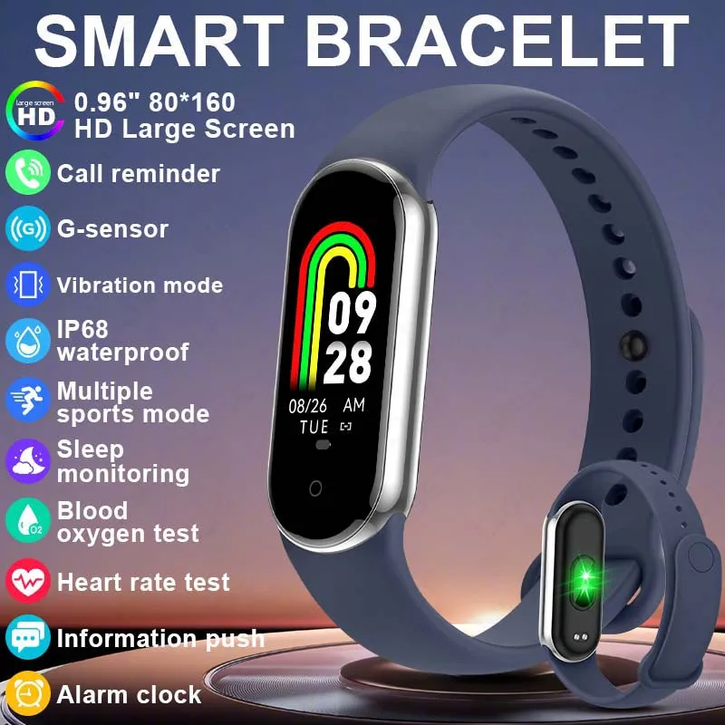 

2026 Мужские умные часы, фитнес-умный браслет, мини-браслет, напоминание о вызове, пульсометр, несколько спортивных шагомеров, водонепроницаемые умные часы