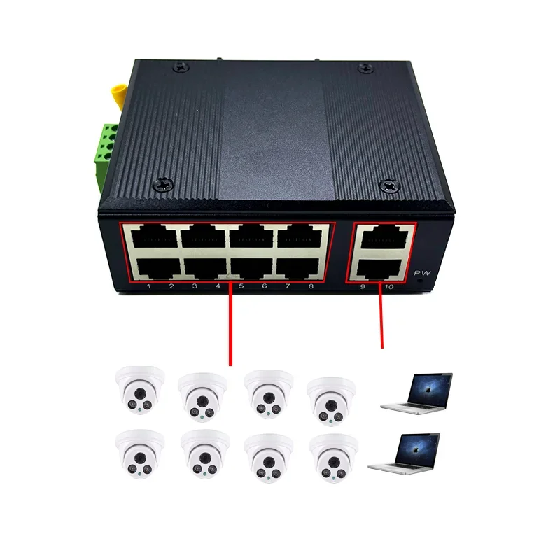 Standard protocol 802.3AF/AT  48V POE OUT/48V poe switch 100 mbps 8port POE with 2port 100M UPLINK industrial switch