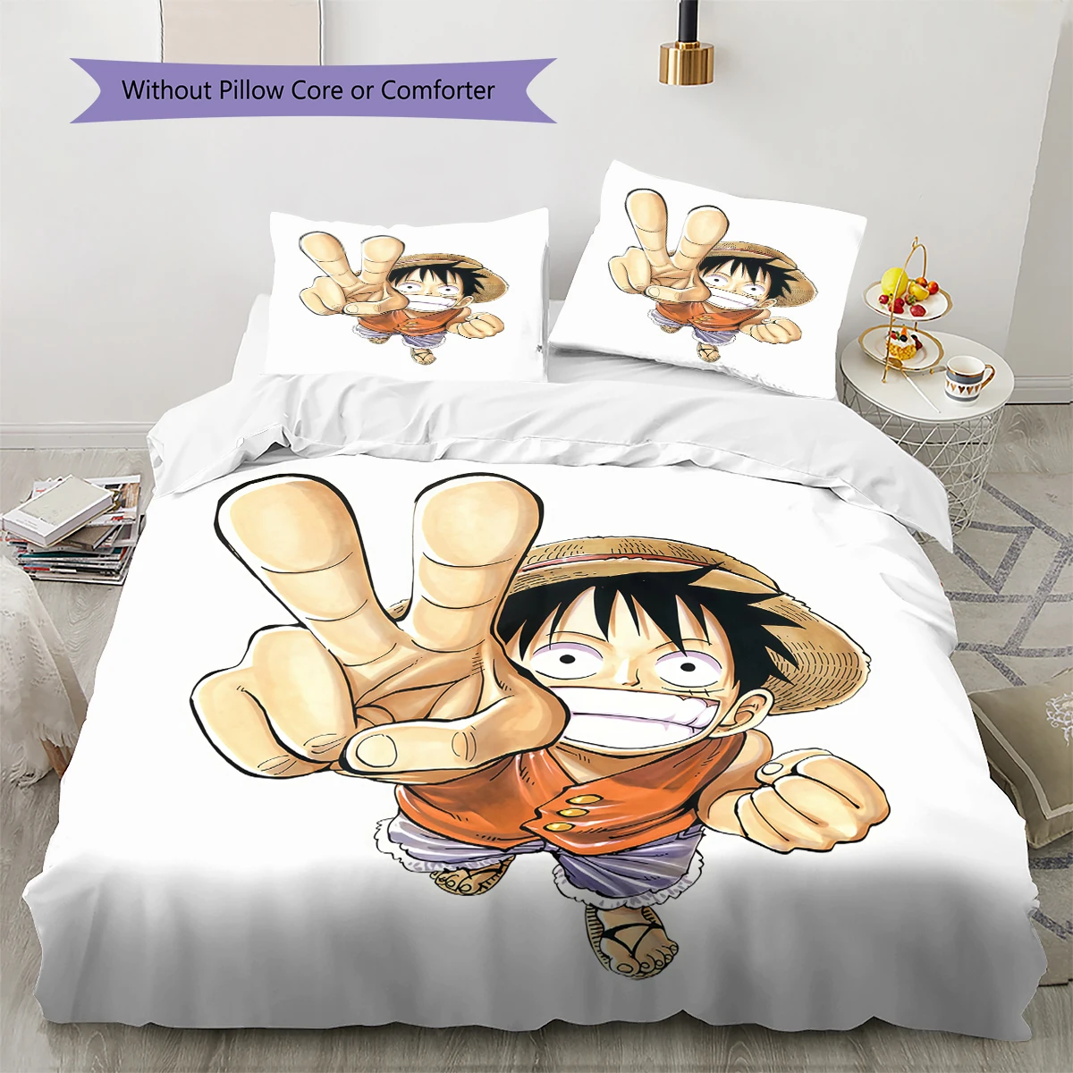 One Piece Monkey D. Luffy Comfortable Softness Duvet Cover, Children Bedding Gift, Extra Large Multiple Sizes -HE68
