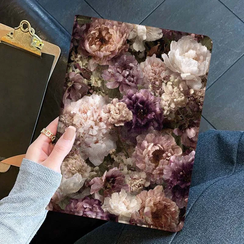 capa-de-arte-retro-com-estampa-floral-para-ipad-pro-air-mini-11-1-2-3-4-5-6-7-7ª-geracao-129-13-79-83-m3-m4-polegadas