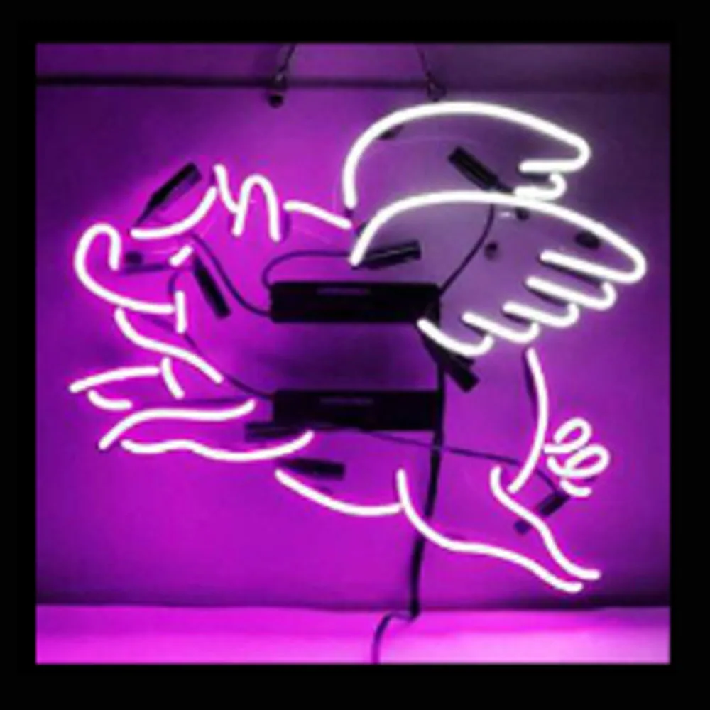 

Pink Flying Pig Wings Custom Lamp Handmade Real Glass Tube Bar Party Store Home Room Decor Display Gift Neon Sign Light 17"X14"