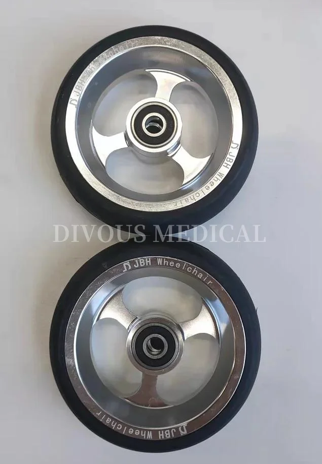 Wheelchair Accessories (2X) Front Wheel 4 inch Universal Wheel PU Solid Wheel Aluminum Alloy