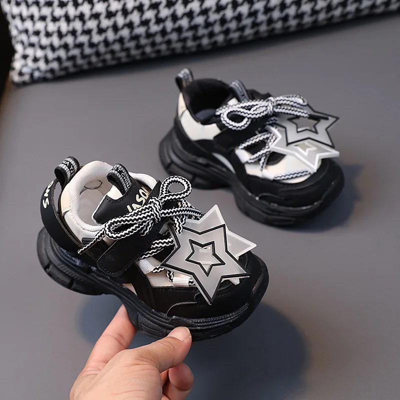 2023 New Children\'s Sneakers Girls Fashion Star Shoes Toddler Non-slip Casual Shoes Kids Breathable Sport Shoes Student Shoes