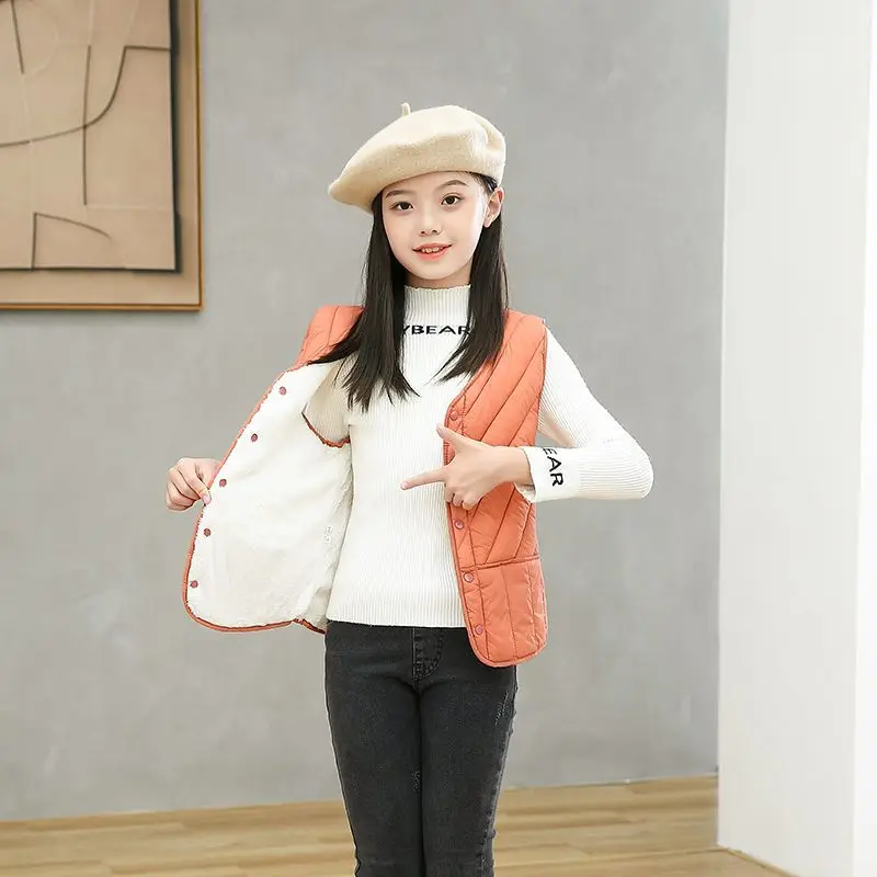 Autumn Kid Vest Winter Warm Fleece Sleeveless Jacket for Boys Girls Casual Versatile Teenage Children Outerwear 9 10 11 12 Years