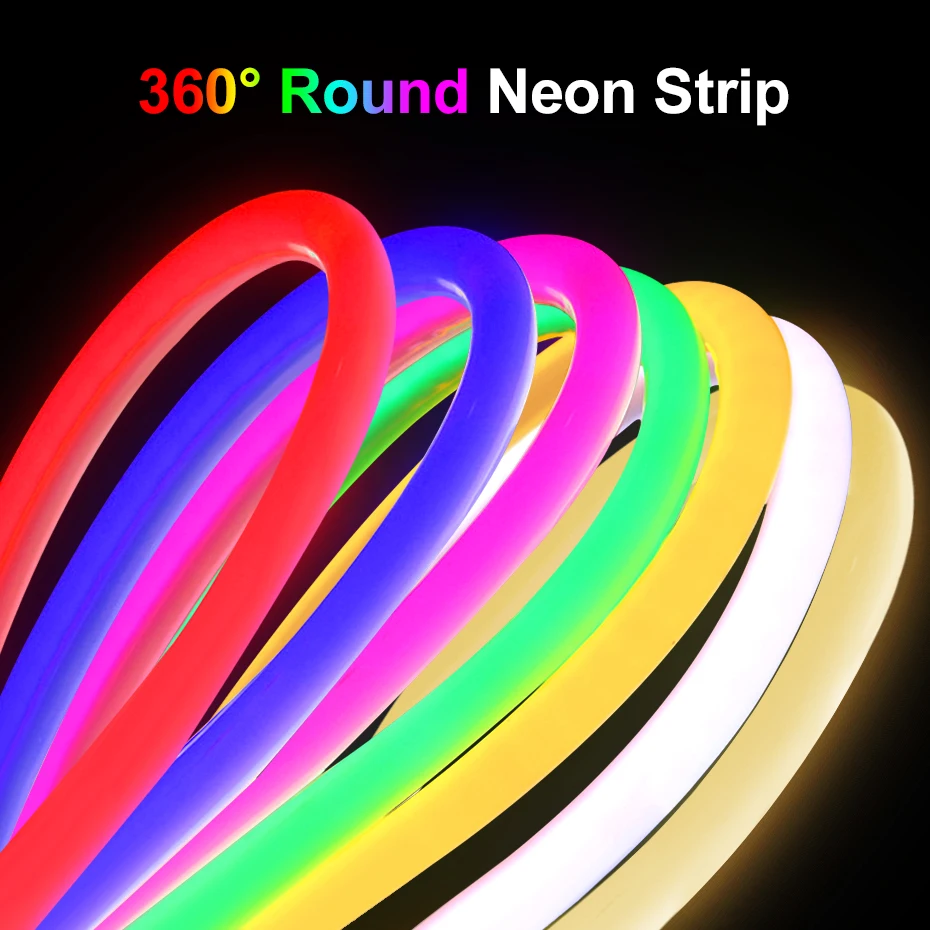 

360 Round LED Neon Tube 220V Led Strip Light 120leds/m 2835 Flexible Tape Led Lights IP67 Waterproof for Indoor Outdoor Decor