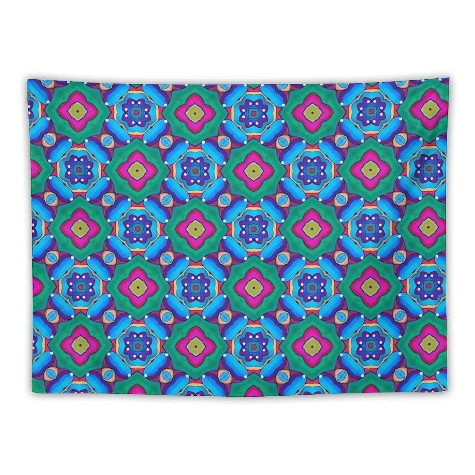 

Colorful Vibrant Vivid Blue Green Pink Mandala Pattern Galore Tapestry Room Decor Cute Home Decorating Tapestry