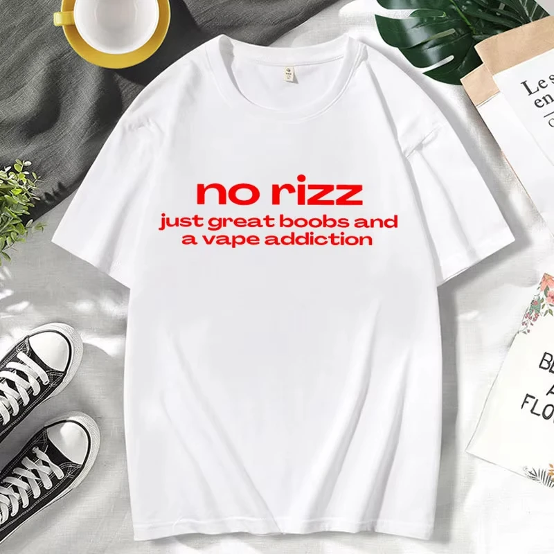 No Rizz Just Great Boobs and A Vape Addiction Graphic T Shirts Men Women Fashion Oversized T-shirt Vintage Harajuku Tshirt Male