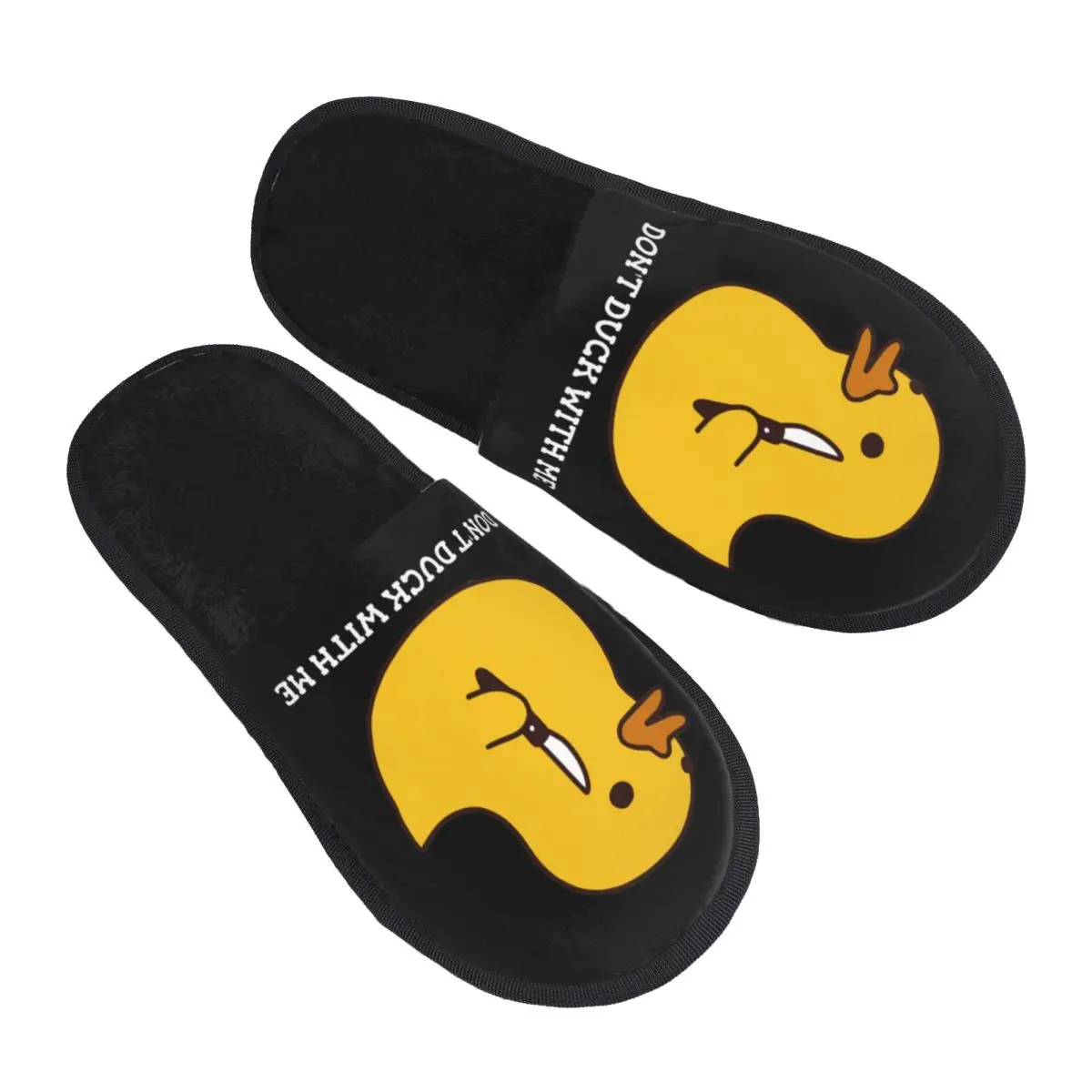 Custom Don't Duck With Me Rubber Ducky Switchblade Guest Slippers for Hotel Women House Slipper