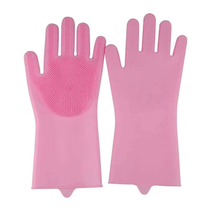 Guantes con cepillo de silicona para masaje de mascotas, baño, antiarañazos, antimordeduras, limpieza gruesa, guantes multifuncionales para el hogar