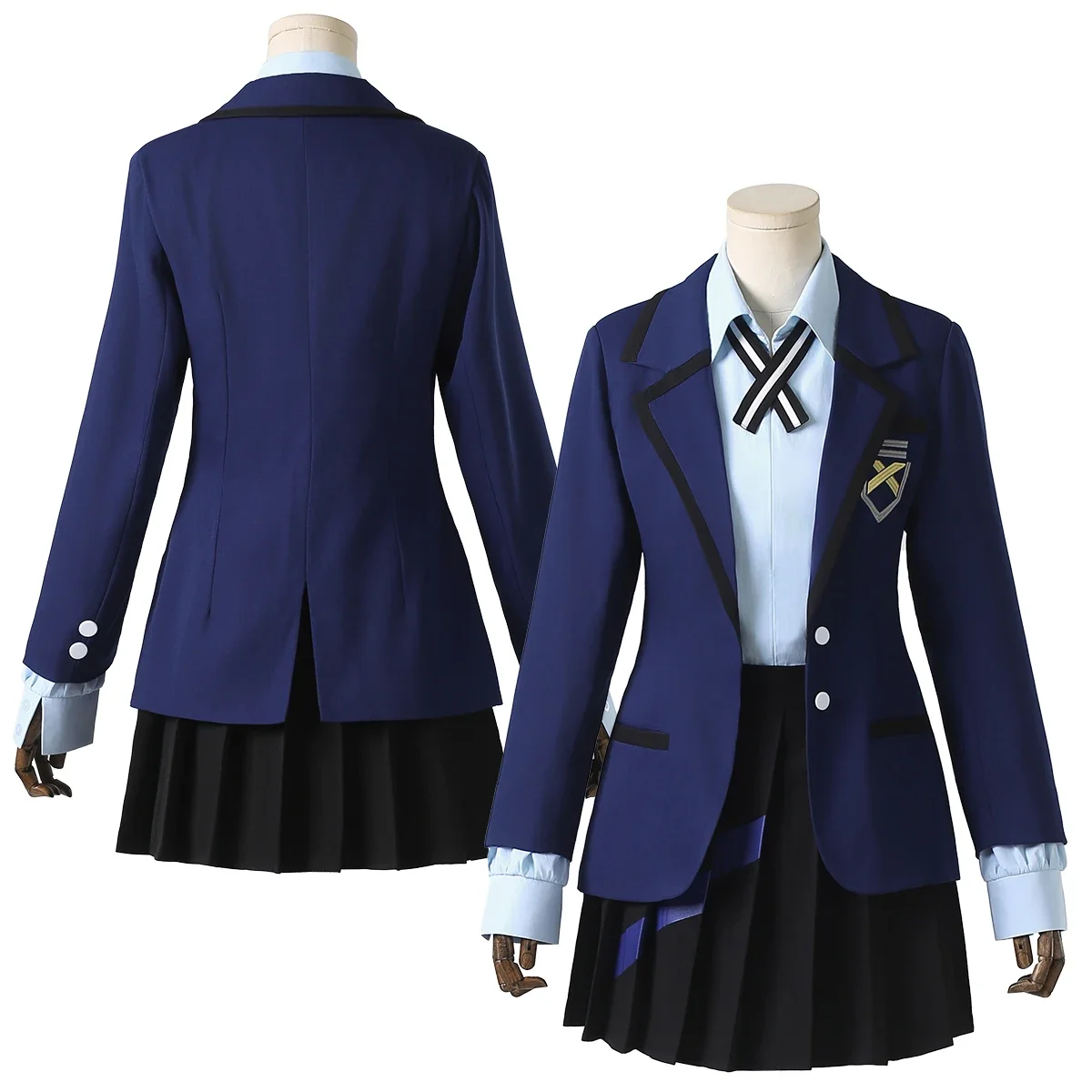 

Cosplay GQuuuuuuX Anime Game Nyaan Cosplay Costume Blue Embroidery Suit Skirt Shirt Tie Daily Wear Cos Convention Gift