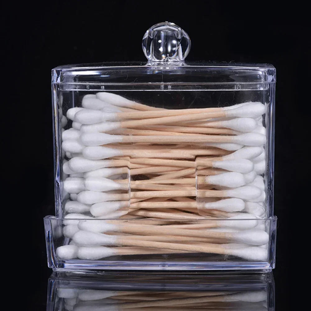 Acrylic Cotton Swabs Storage Holder Box Portable Transparent Makeup Cotton Pad Cosmetic Container Jewelry Organizer Case