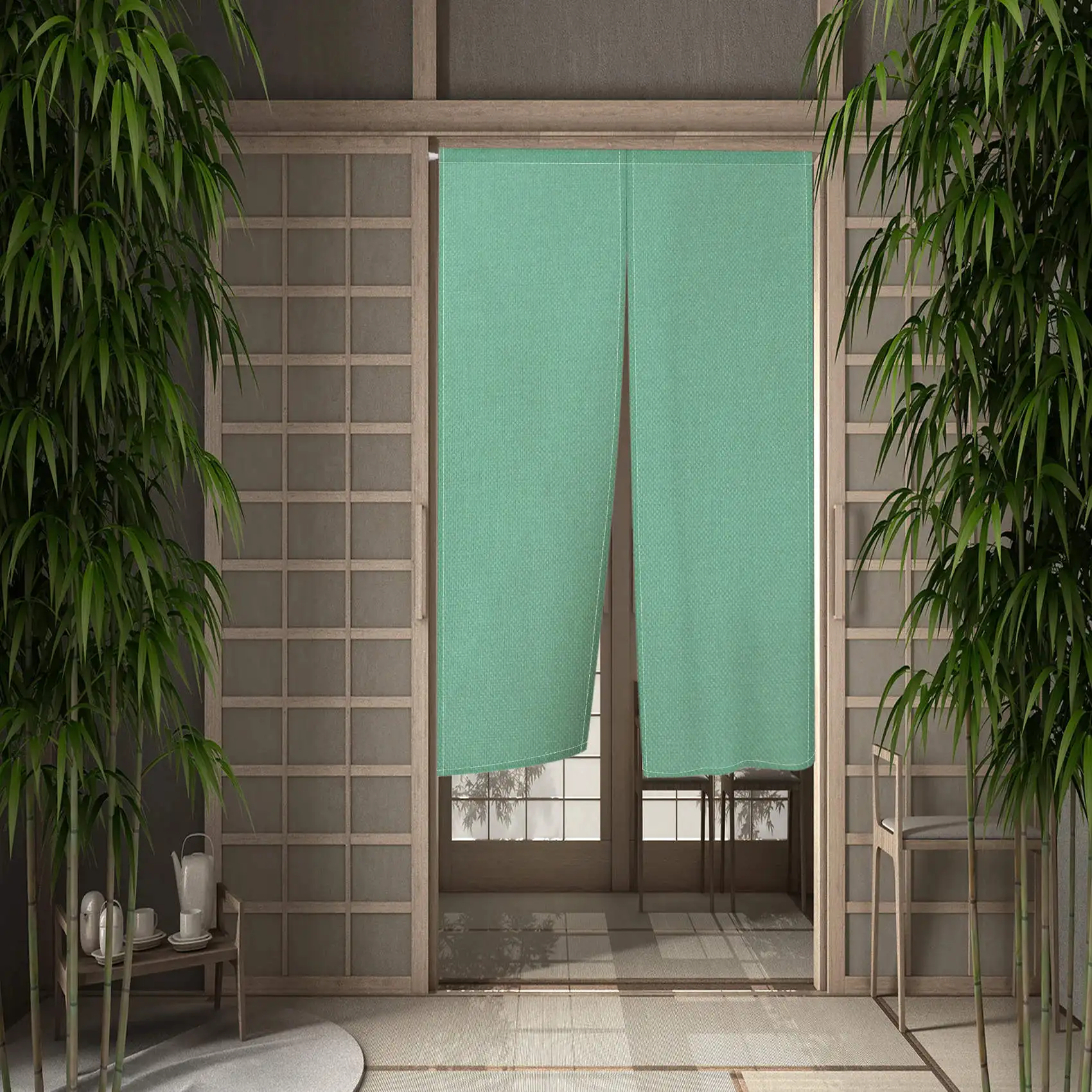 Modern Solid Color Gradient Japanese Door Curtain for Kitchen Bedroom Doorway Decor Drapes Entrance Partition Hanging Curtain