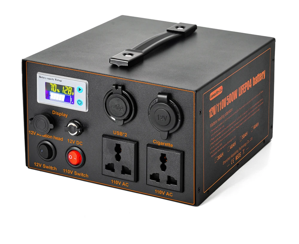 AC 110V Portable Power Station DC Inverter Backup Lithium Battery Solar Generator with Fast Charging for Travel Fishing Hunting