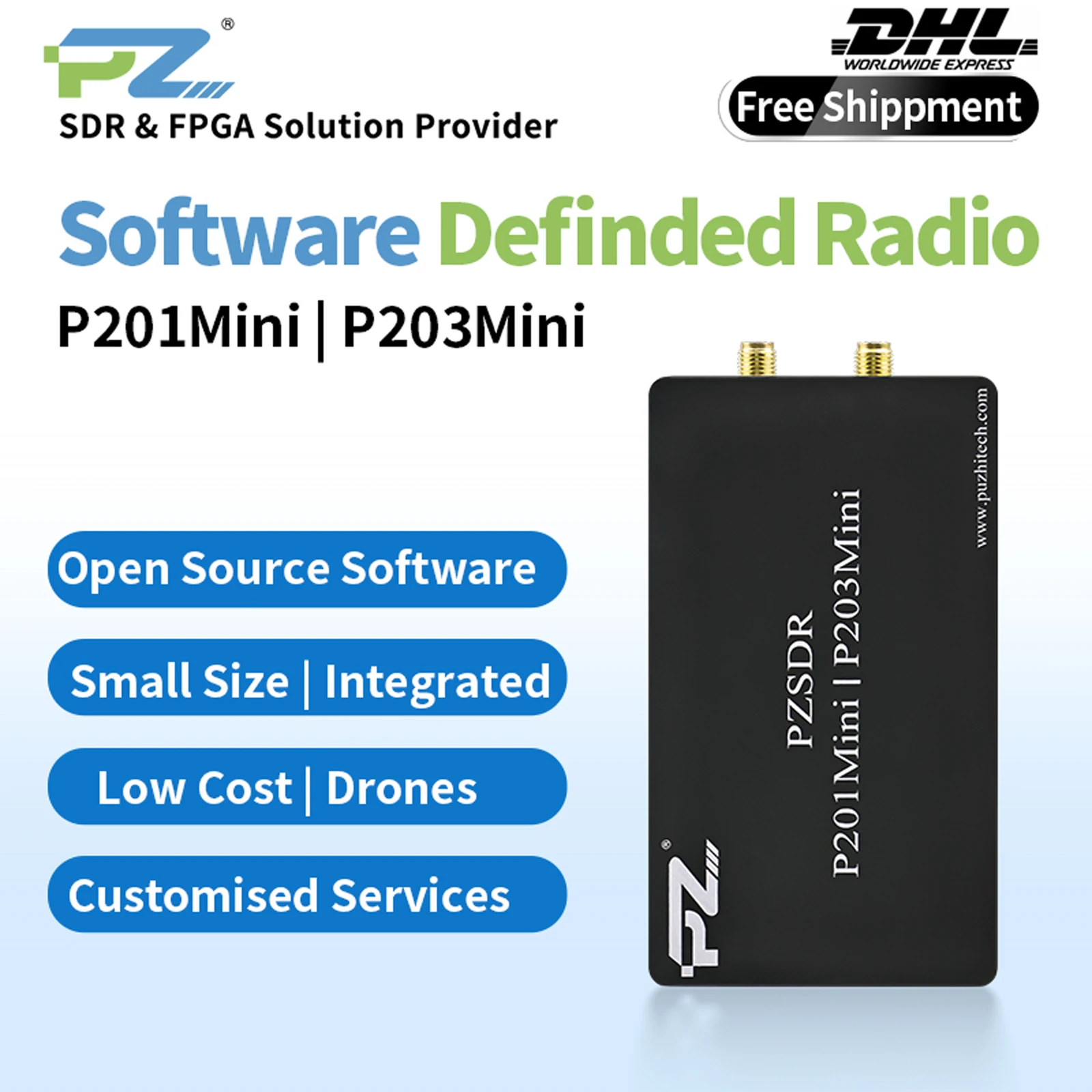 

Puzhi PZSDR P201Mini / P203Mini Software Defined Radio Demo Board SDR transceiver ZYNQ7020 SoC ADI AD9361 openwifi AD9363 pluto