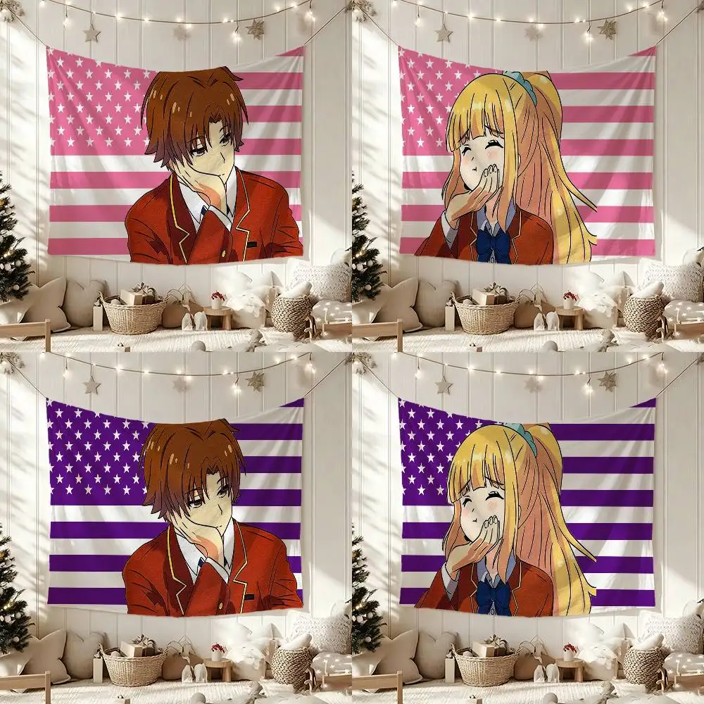 Anime C-Classroom of the Elite Flags Wall Hanging Background Art Banner for Bedroom Home Outdoor Decor