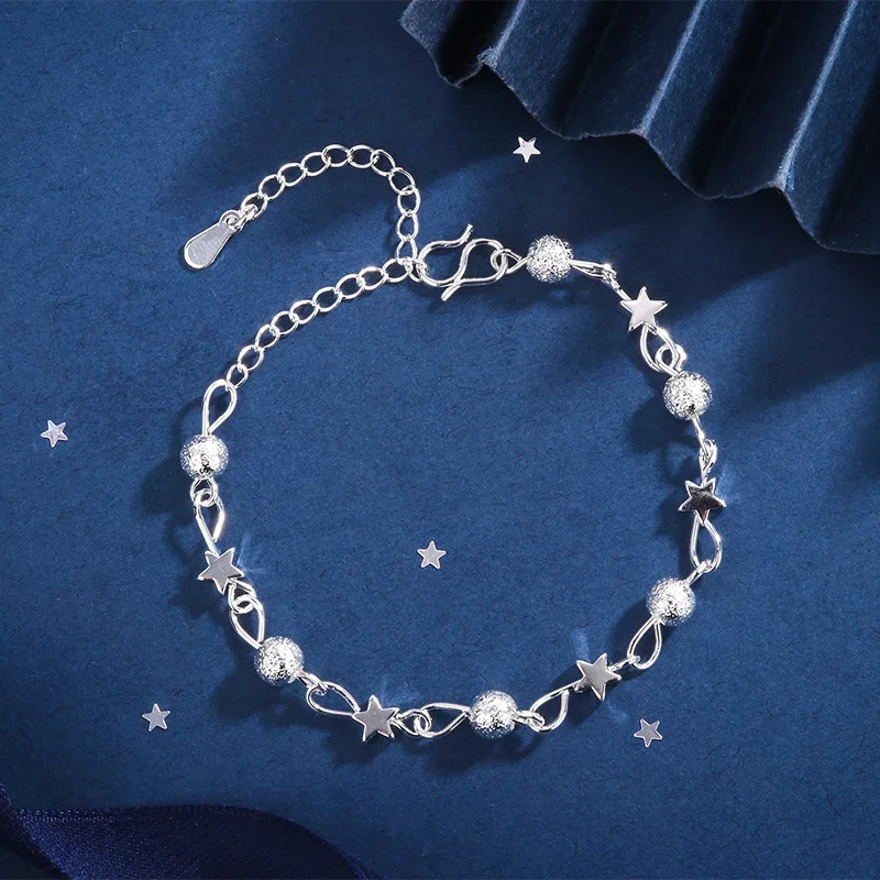 Bracelets étoiles vintage en argent regardé 925 pour femme, perle conviviale rée de créateur coréen, belle fête, cadeau de bijoux de mariage