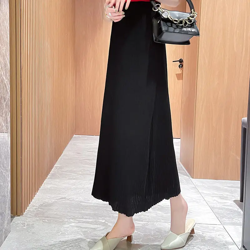 Knitted Skirts Women High Waist Soft Long Autumn Gentle Office Lady Pure Chic Leisure Designed Straight French Style Temperament