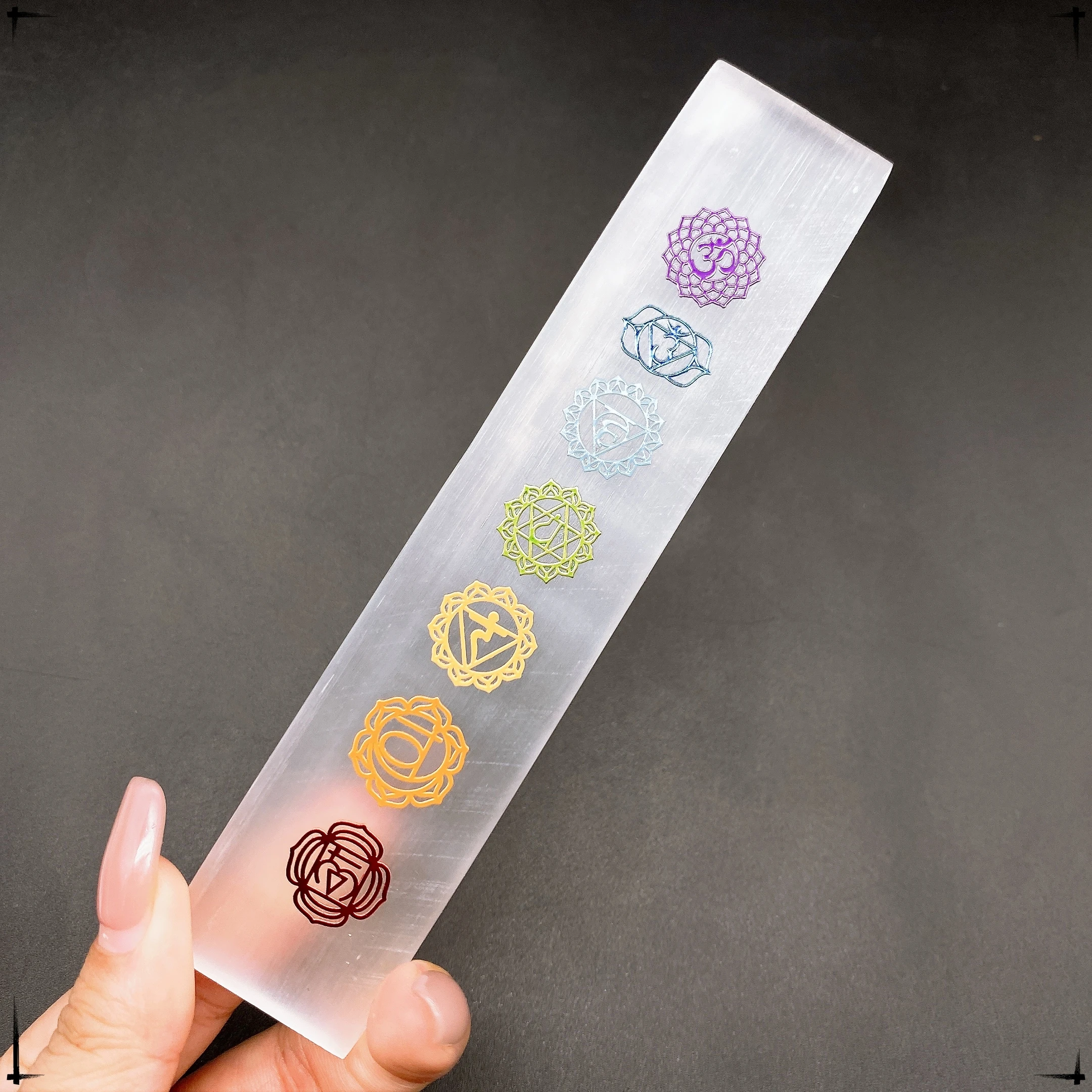 150MM Natural 7 Chakra Selenite Plate Chakra White Gypsum Plate Healing Stone Charging Mineral Mineral Specimen Home Decor Gift