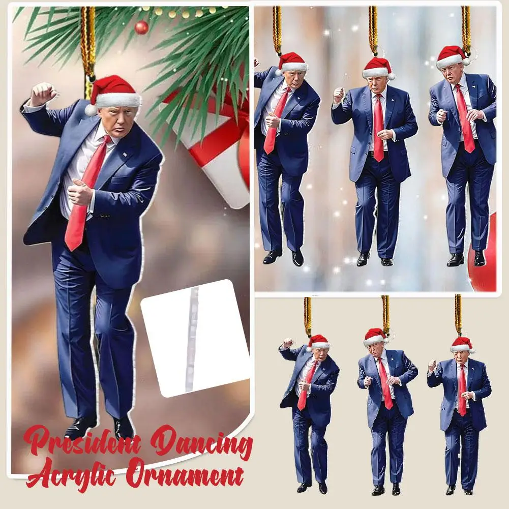 President-inspired Acrylic Christmas Decor Hanging Ornament For Car And Tree Perfect Holiday Gift Funny Cartoon Pendant W1v0