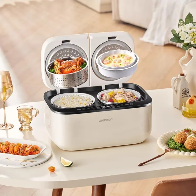 Large Capacity Dual Pot Smart Rice Cooker Low Sugar Non-Stick Inner Pot Programmable Keep Warm Multifunctional Home Rice Cooker