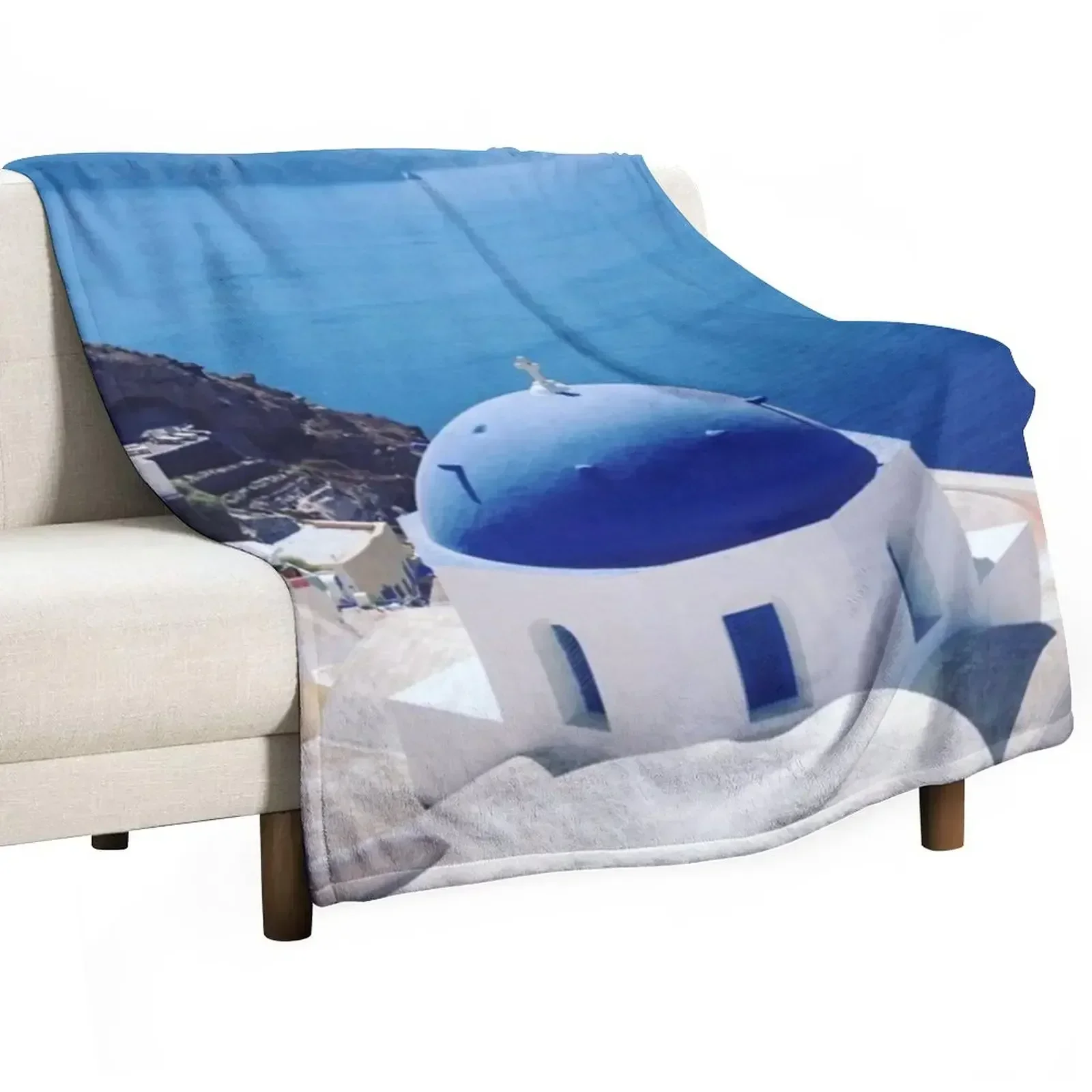 

New Oia Santorini Throw Blanket Warm funny gift valentine gift ideas Soft Beds Blankets