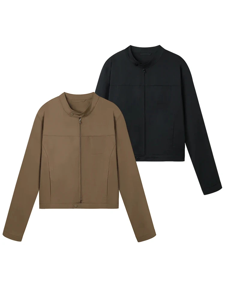 Wczesnojesienny, unikatowy, retro żakiet z stójką damski 2025 nowy, mały rozmiar, elegancki, przeciwstarzeniowy żakiet, luźny krój casualowy.